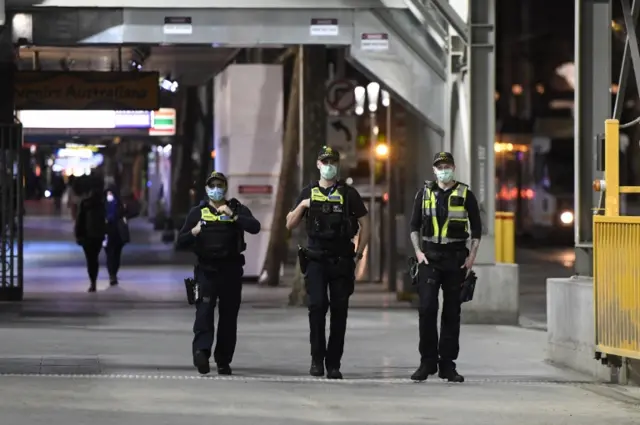 Police patrol the streets of Melbourne