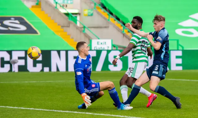 Odsonne Edouard scores his third of the day for Celtic