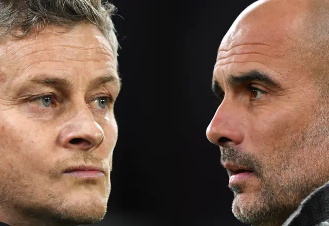 Split pic of  Ole Gunnar Solskjaer and Pep Guardiola