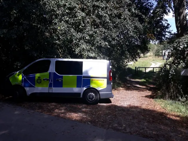 Police van near the scene