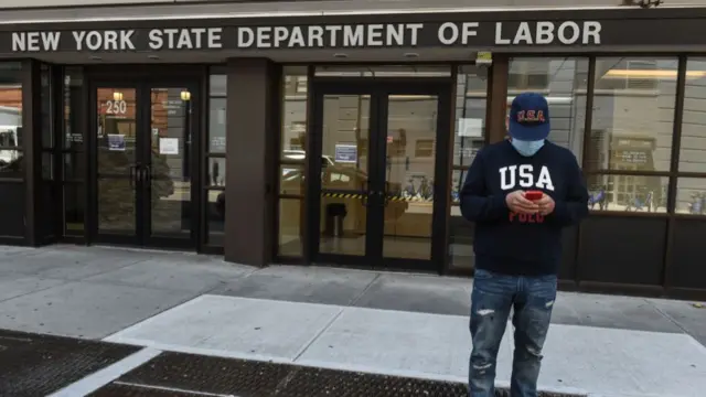 Closed offices of the New York State Department of Labor on May 7, 2020 in the Brooklyn borough in New York City