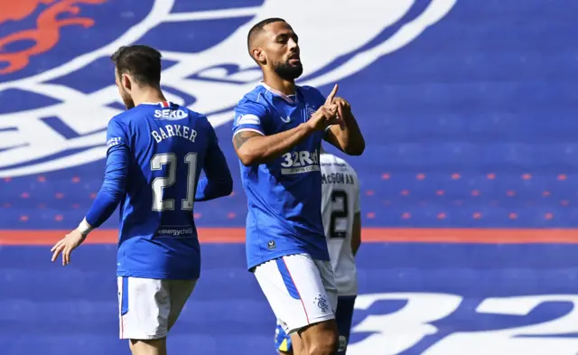 Kemar Roofe celebrates his first goal for Rangers