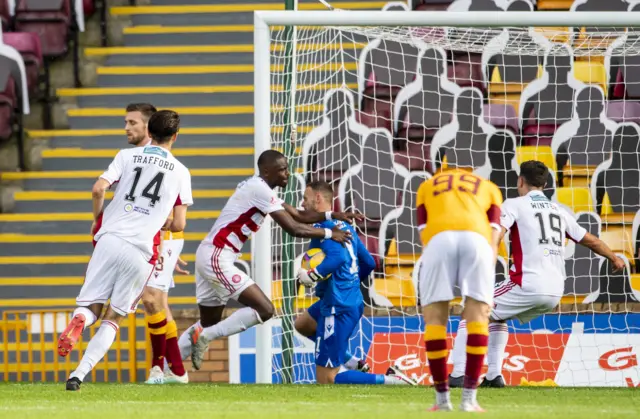 Hakeem Odoffin celebrates after grabbing a late goal at Fir Park