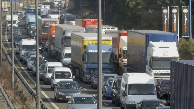 Cars and lorries on the motorway