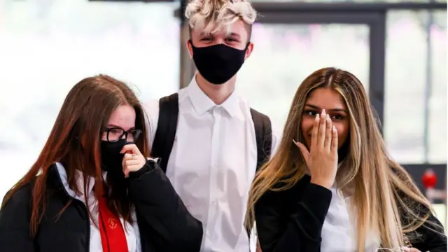 Pupils wearing masks