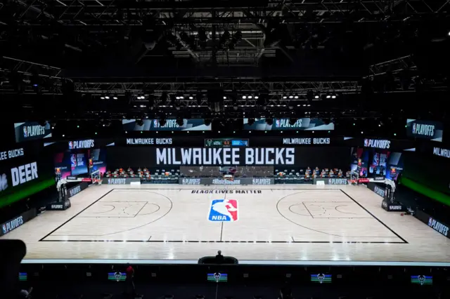 The Bucks court, with no players