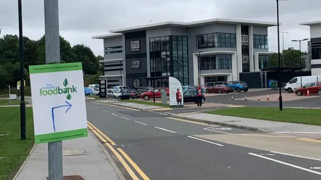 Signs to the food bank