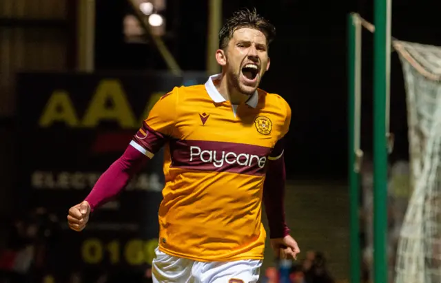 Callum Lang celebrates scoring for Motherwell