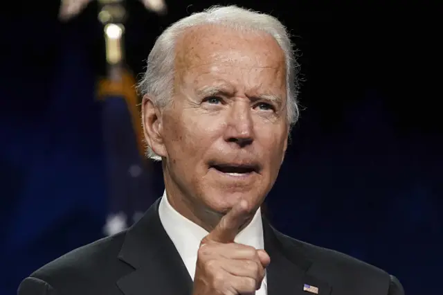 Former Vice President Joe Biden, Democratic presidential nominee, speaks during the Democratic National Convention at the Chase Center in Wilmington, Delaware, U.S., on Thursday, Aug. 20, 2020