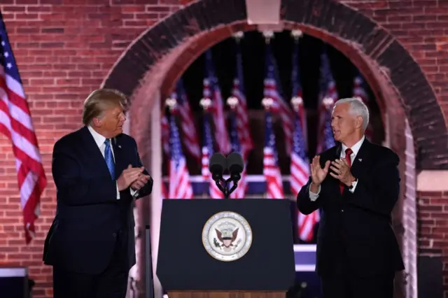 Trump onstage with Pence