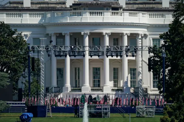 The stage is set on the White House South Lawn