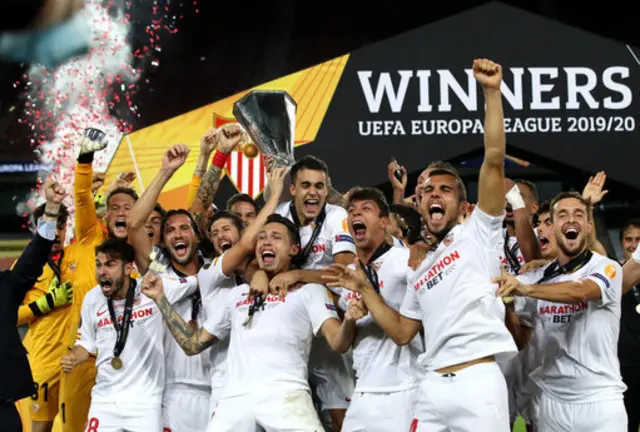 Sevilla celebrate winning the Europa League