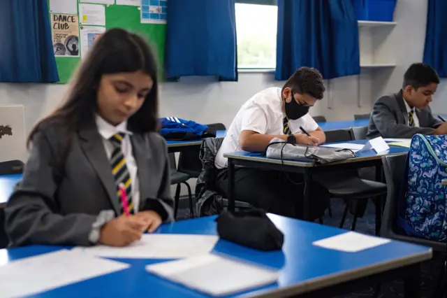 A classroom at Manor High School in Leicestershire