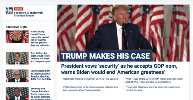 Fox News web page