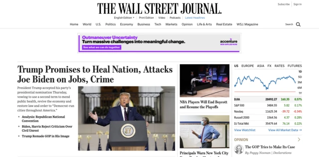 Wall Street Journal web page