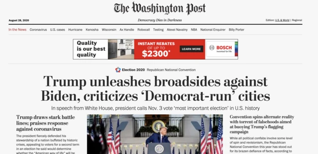 Washington Post web page