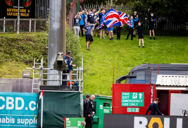 Rangers fans outside the stadium