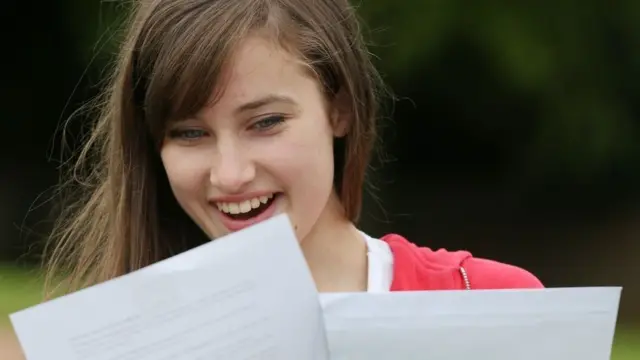 Girl opens exam results