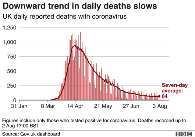 Downward trend in daily deaths slows