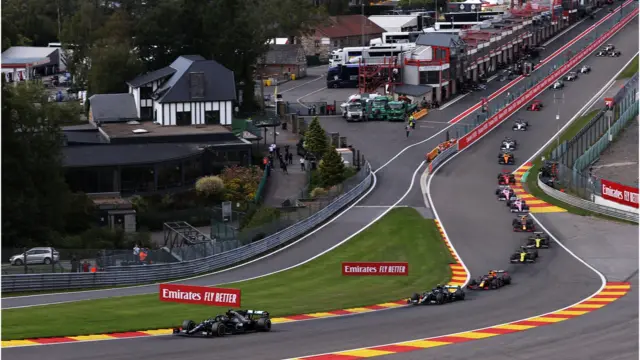 Lewis Hamilton leads the Belgian GP