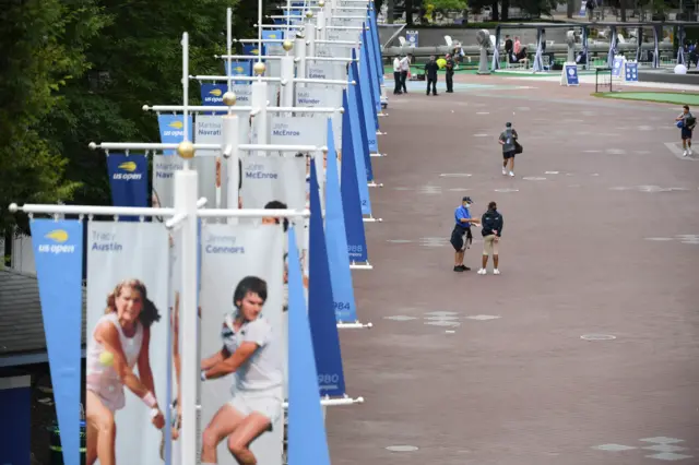 Empty walkways at Flushing Meadows