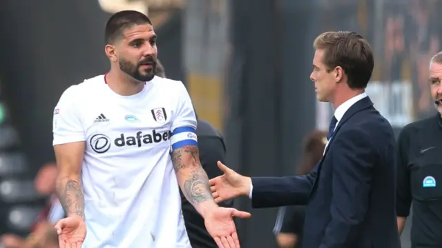 Aleksandar Mitrovic and Scott Parker in discussion