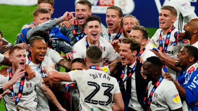 Fulham celebrate their play-off final win