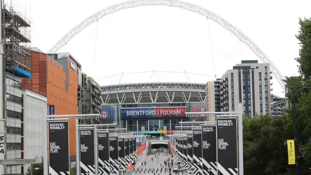 Wembley Way and the stadium in the distance