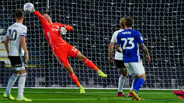 Marek Rodak saves in the play-off semi-final against Cardiff