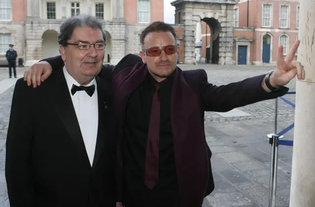 John Hume and Bono at an event to mark the 10th anniversary of the Good Friday Agreemen