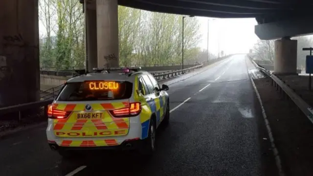 Police car on motorway