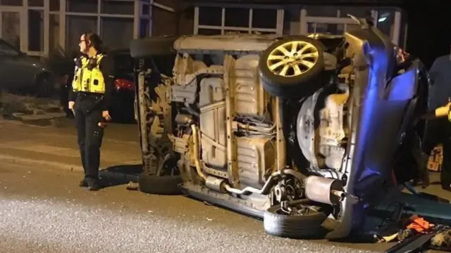 Overturned car