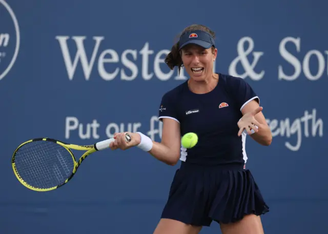 Johanna Konta hits a forehand