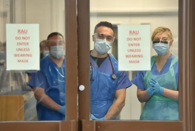 NHS staff wearing masks