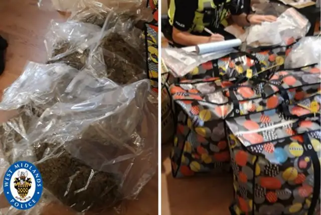 Bags filled with seized cannabis