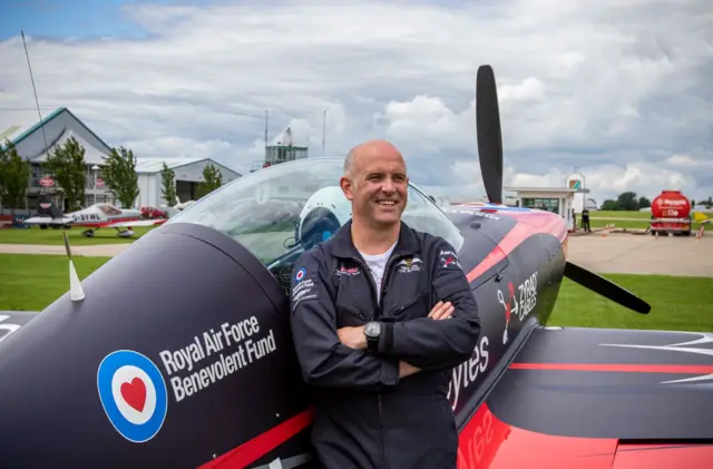 Mike Ling with his aeroplane