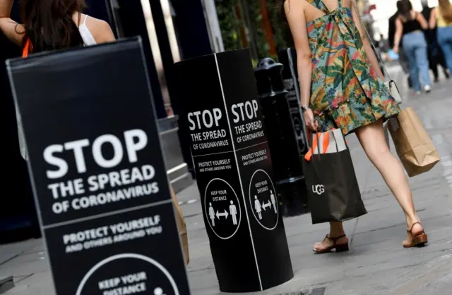 Coronavirus signs in high street