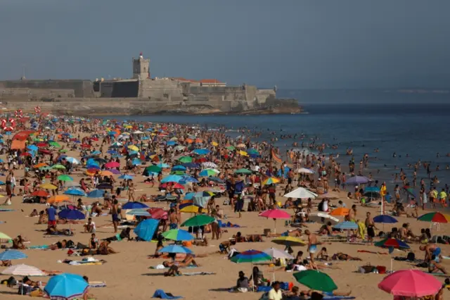 A beach in Portugal in July