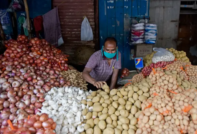 A vegetable seller in Kolkata, India