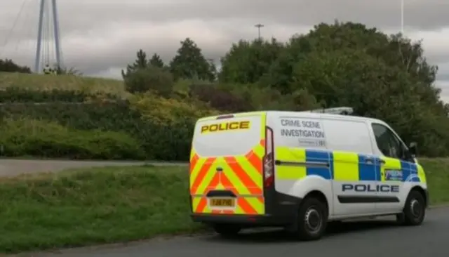 Police van at scene of where body was found