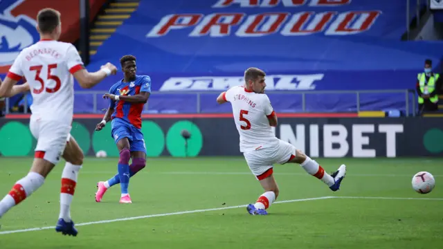 Crystal Palace's Wilfried Zaha scores against Southampton