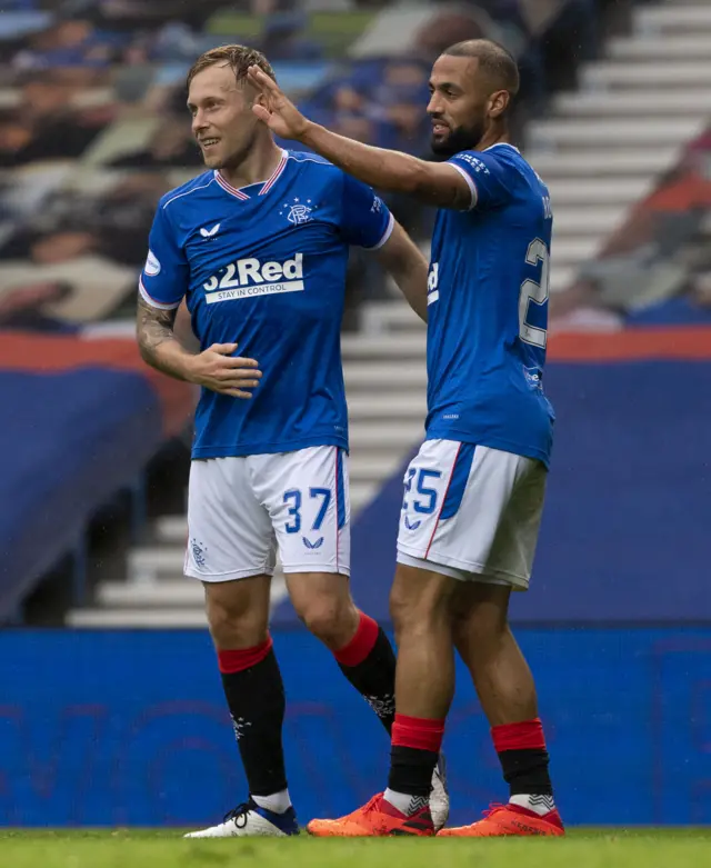 Rangers goalscorers Scott Arfield and Kemar Roofe