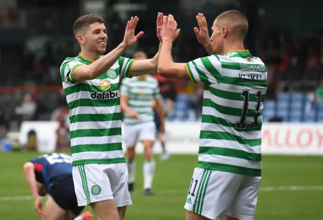 Ryan Christie and Patryk Klimala celebrate