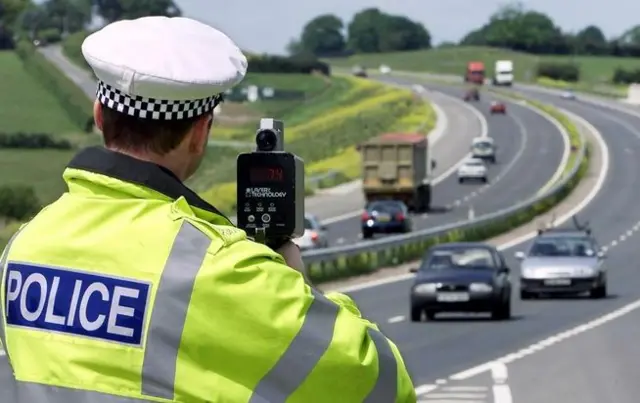 Policeman with speed camera