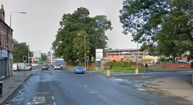 Junction of Roundhay Road and Spencer Place in Harehills