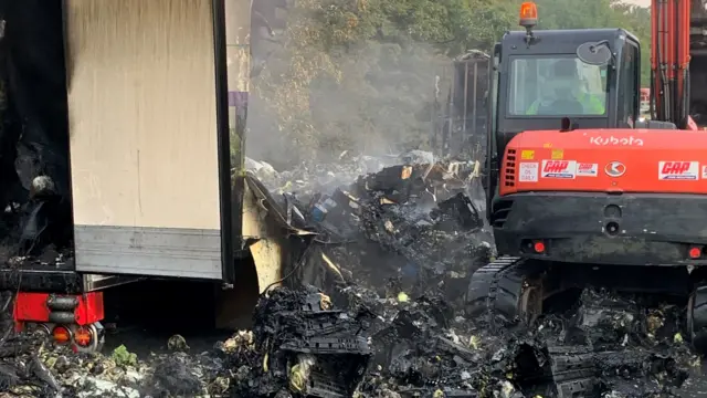 The lorry being cleared