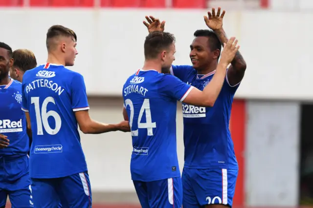 Alfredo Morelos celebrates