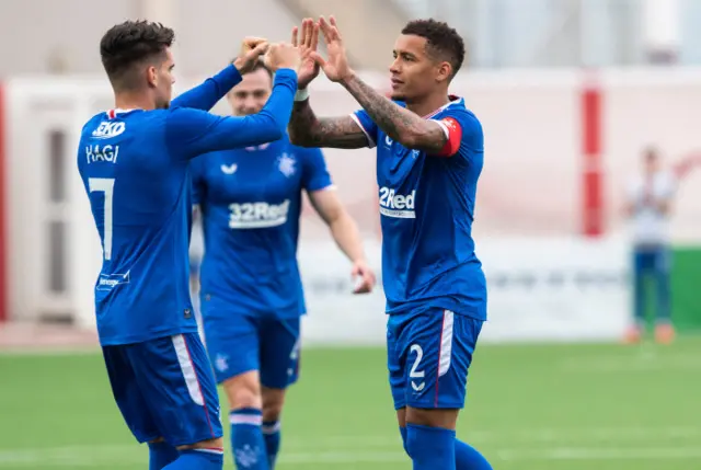 Rangers captain James Tavernier celebrates his opener