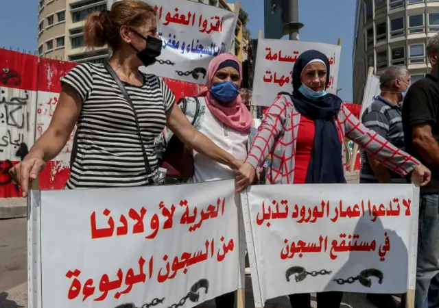 Families of inmates at Roumieh prison protested to demand their relatives be protected against coronavirus