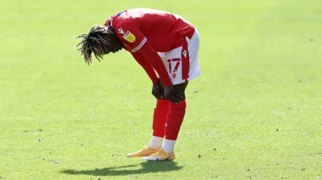 Dejected Nottingham Forest player